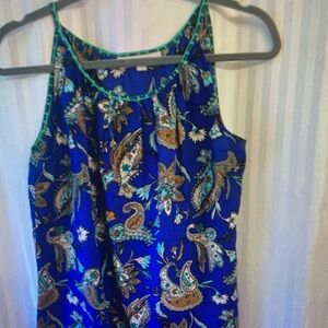 Paisley Print Blue Sleeveless Top